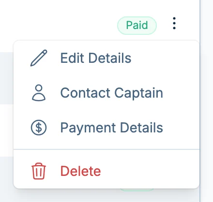 Team actions menu in slowpitch.love, a softball admin app for team management